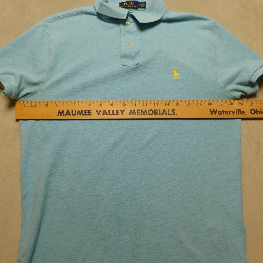 Polo Ralph Lauren Mens Light Blue Heather Short Sleeve Polo Shirt Large Pony‎